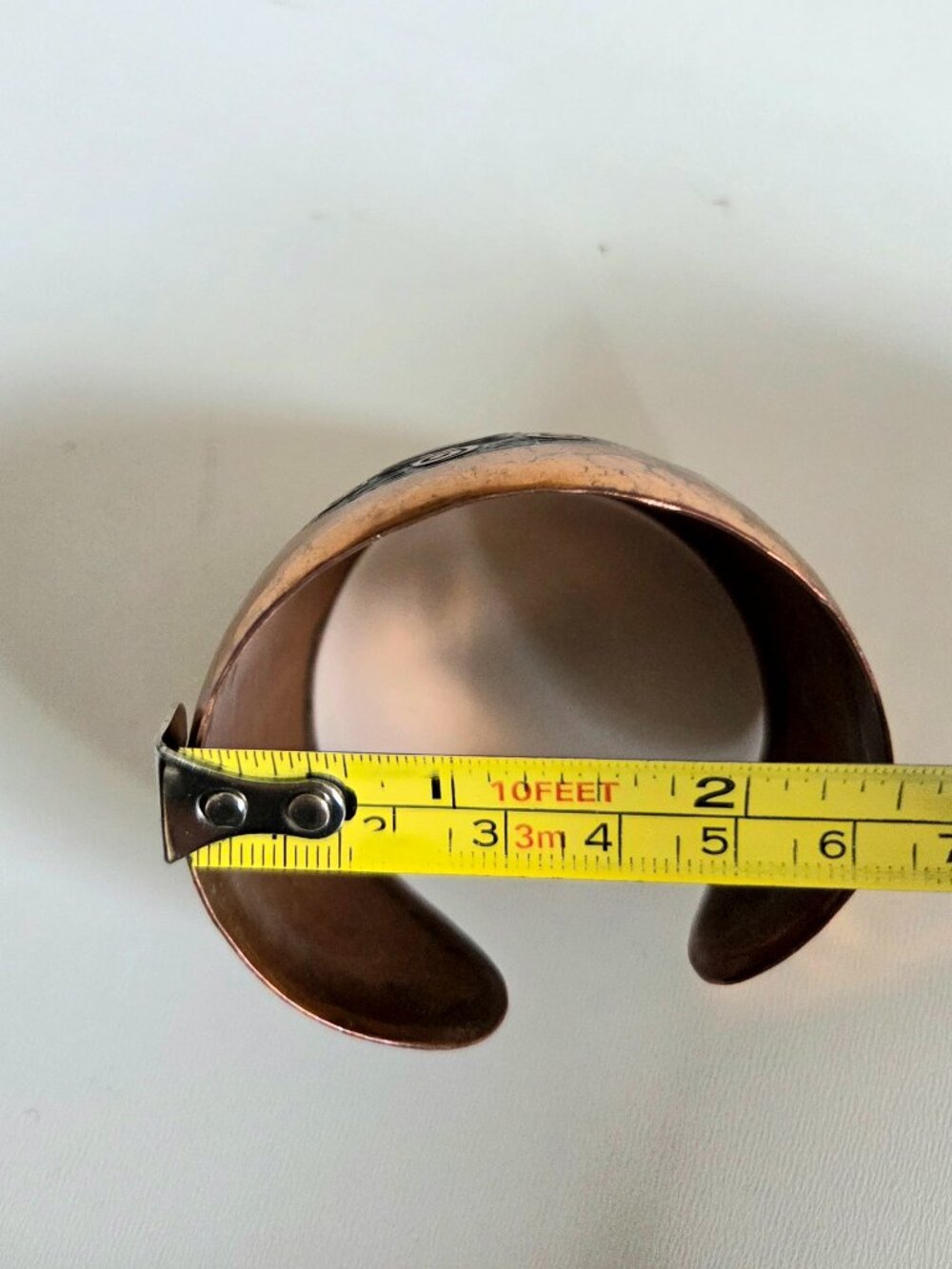 Vintage 1970s Moda Hand Made Hammered Copper Cuff Bungle Bracelet Native Tribal - Picture 9 of 9